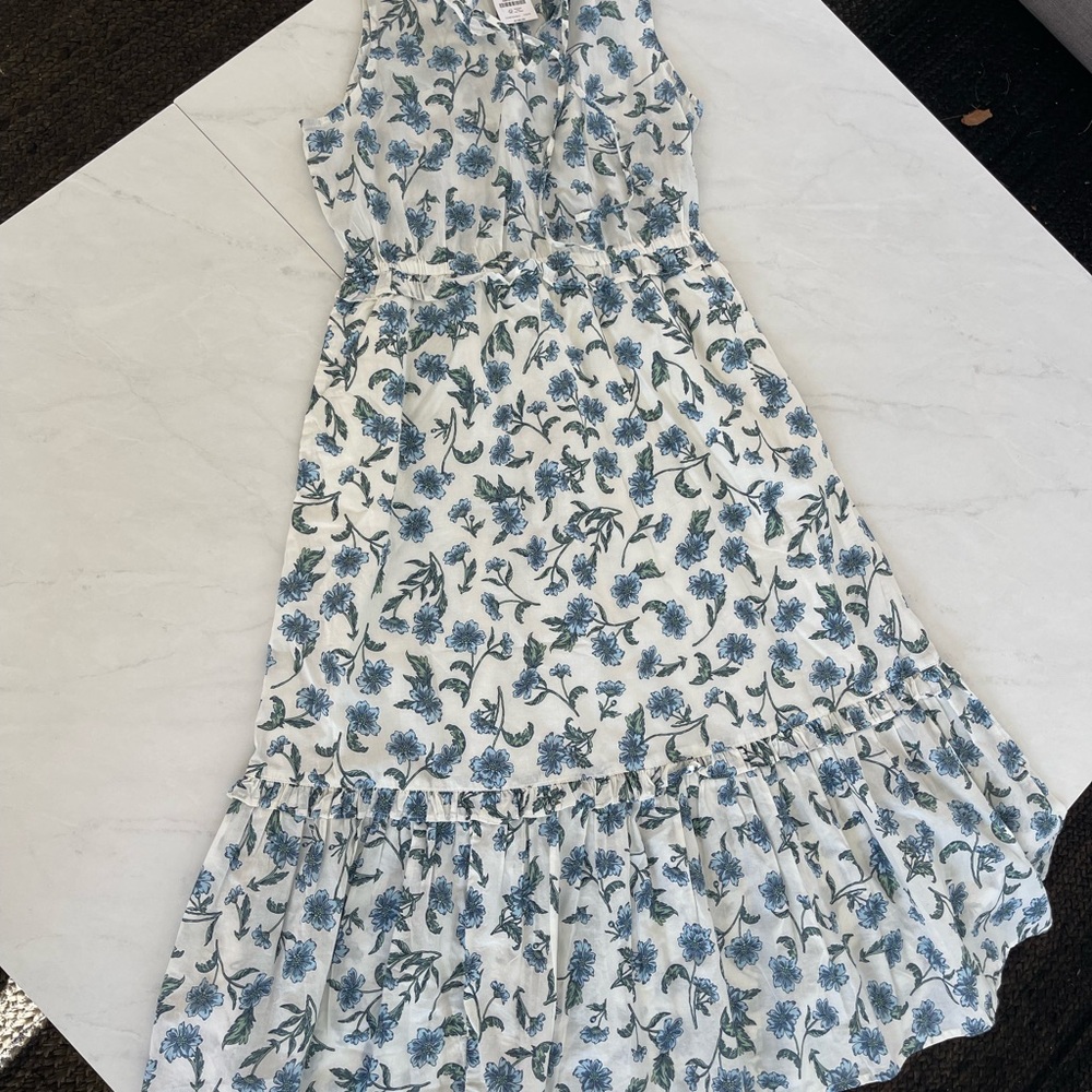 J. Crew Blue Floral Ruffle Dress